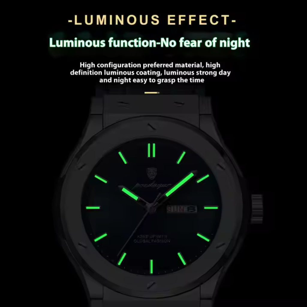 Fashion Quartz Luminous Date Calendar Leather Strap Watches