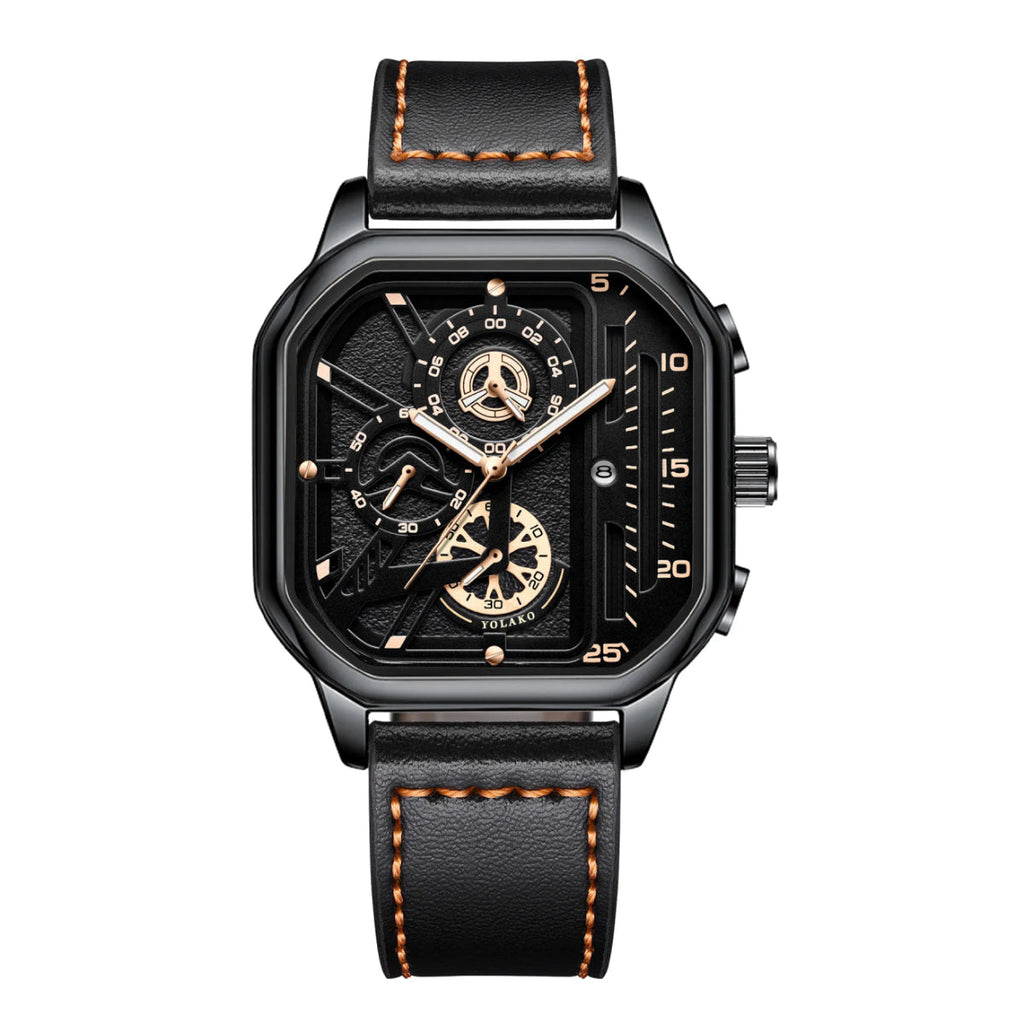 Classic Square Business Sports Quartz Men's Leather Watches