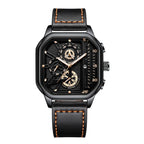 Classic Square Business Sports Quartz Men's Leather Watches