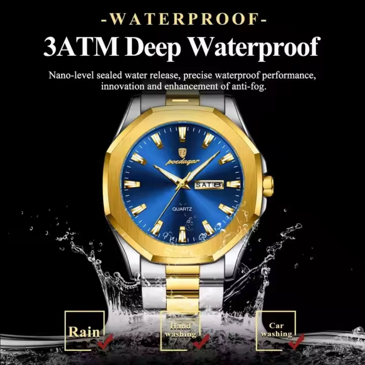 Luminous Original Stainless Steel Sport Waterproof Quartz Watches