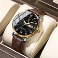 Fashion Business Casual Waterproof Luminous Date Leather Wrist Watches
