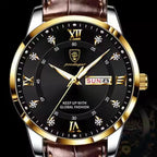 Fashion Business Casual Waterproof Luminous Date Leather Wrist Watches