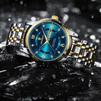 Gold Luxury Quartz Business Stainless Steel Dual Calendar Watches