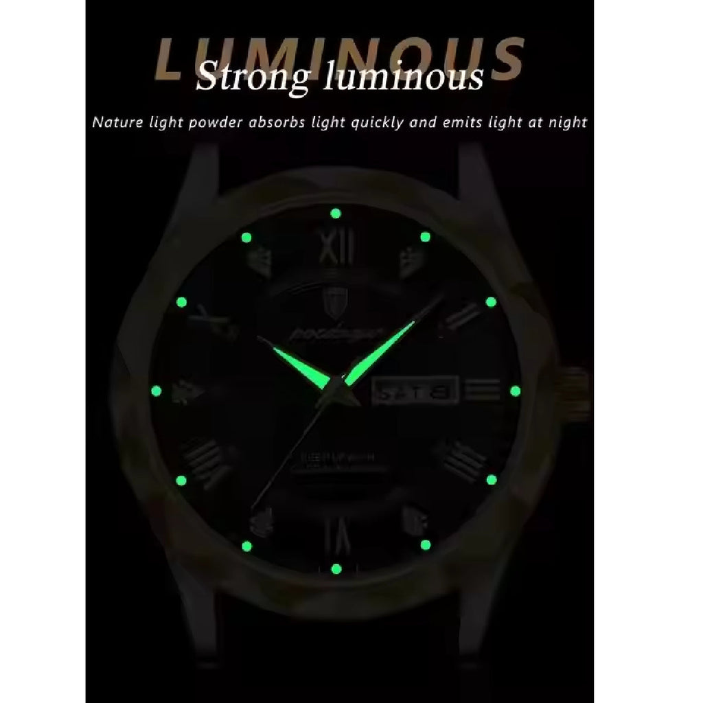 Fashion Business Casual Luminous Date Leather Wrist Watches