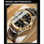 Fashion Business Casual Luminous Date Leather Wrist Watches