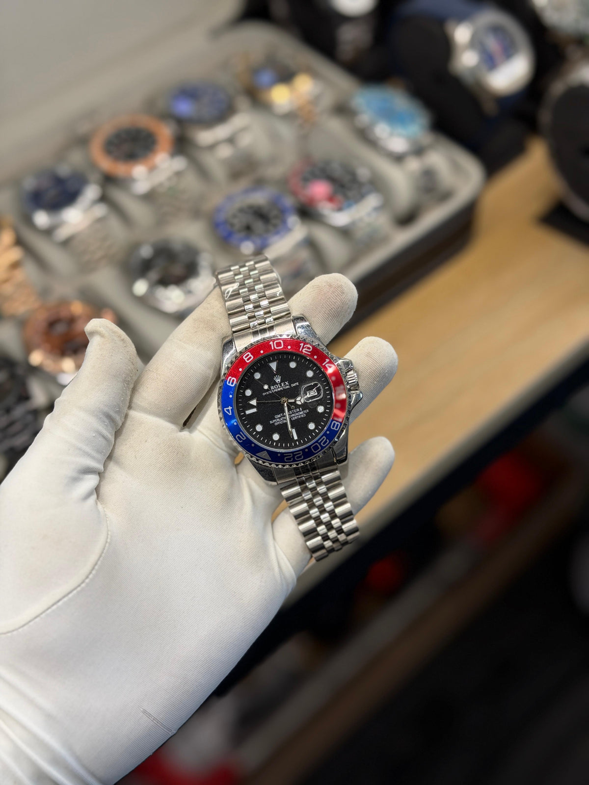 Luxury Red & Blue GMT-Style Watch for Men